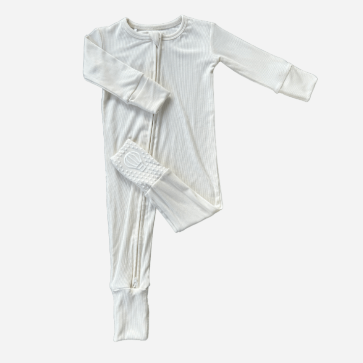 Cloud Ribbed Zip Romper - Little Venture Co.