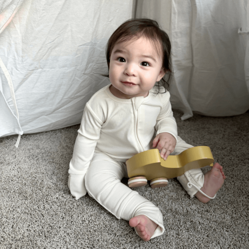 Cloud Ribbed Zip Romper - Little Venture Co.