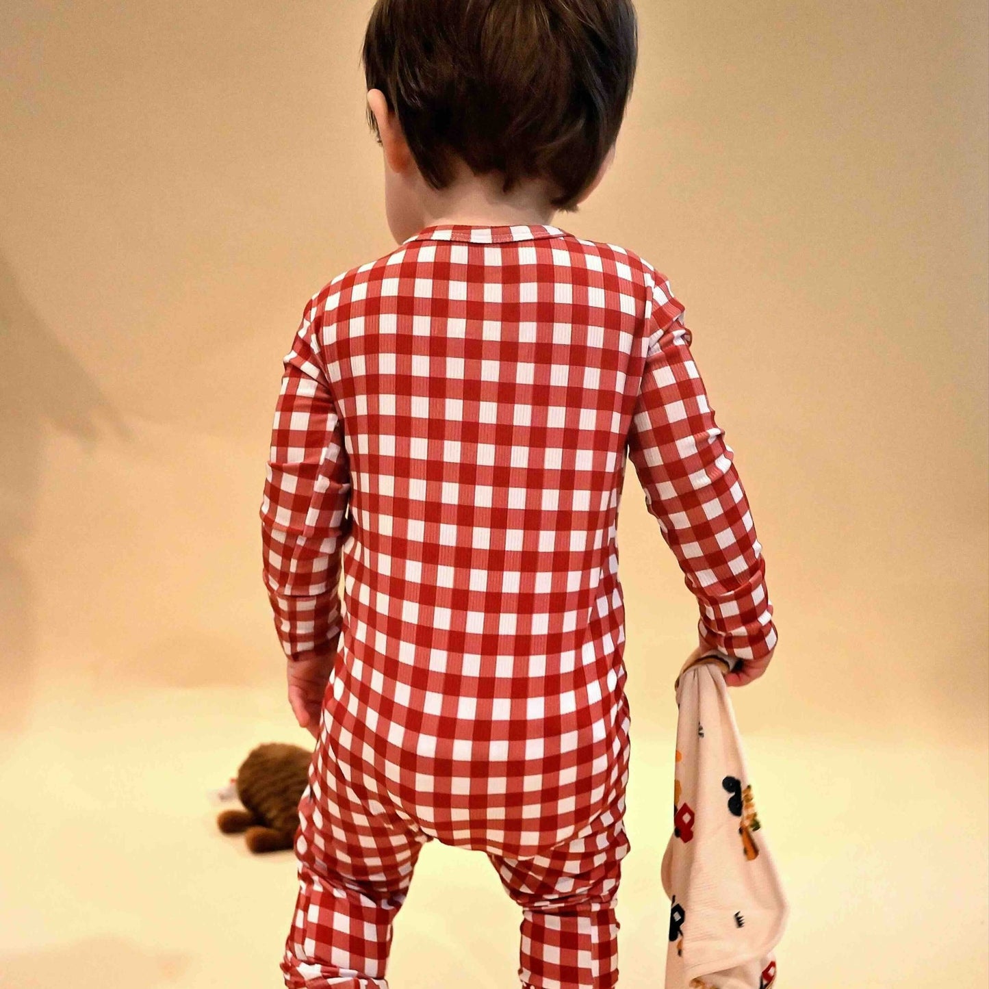 Red Gingham Zip Romper - Little Venture Co.