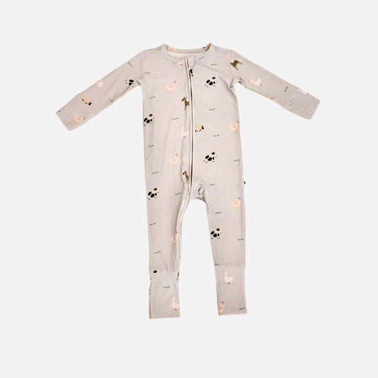Ribbed Farm Animals Zip Romper - Little Venture Co.