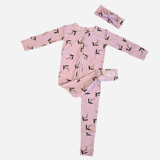Ribbed Lilies Zip Romper - Little Venture Co.