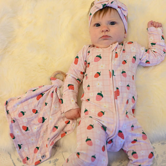 Strawberries Zip Romper - Little Venture Co.
