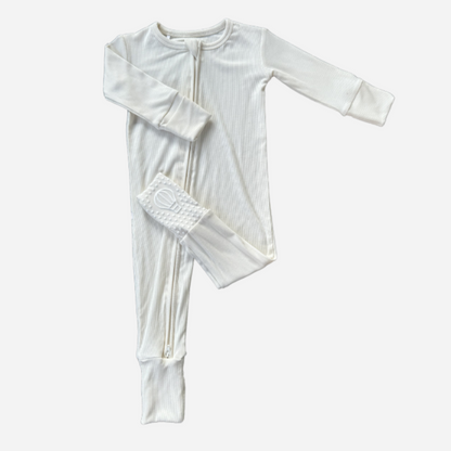 Cloud Ribbed Zip Romper