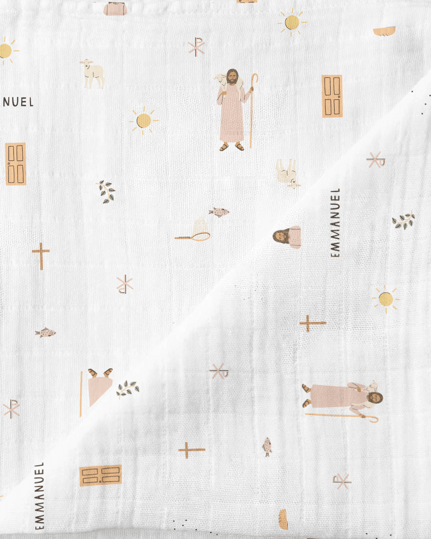 Jesus Muslin Swaddle Baby Blanket - Little Venture Co.