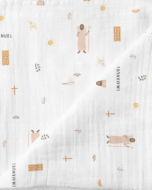 Jesus Muslin Swaddle Baby Blanket - Little Venture Co.