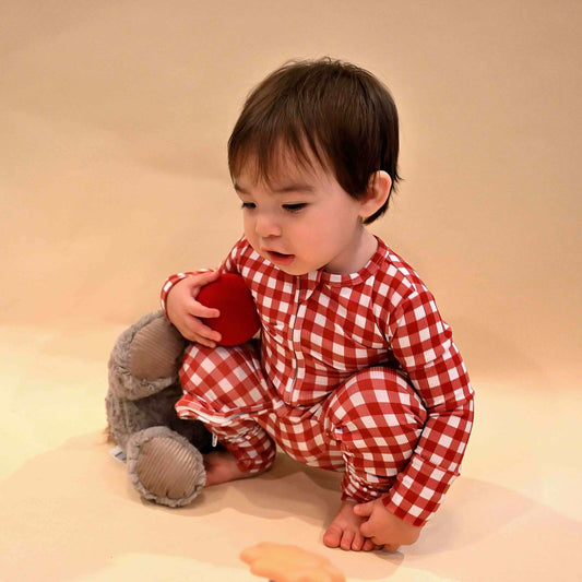 Red Gingham Zip Romper - Little Venture Co.