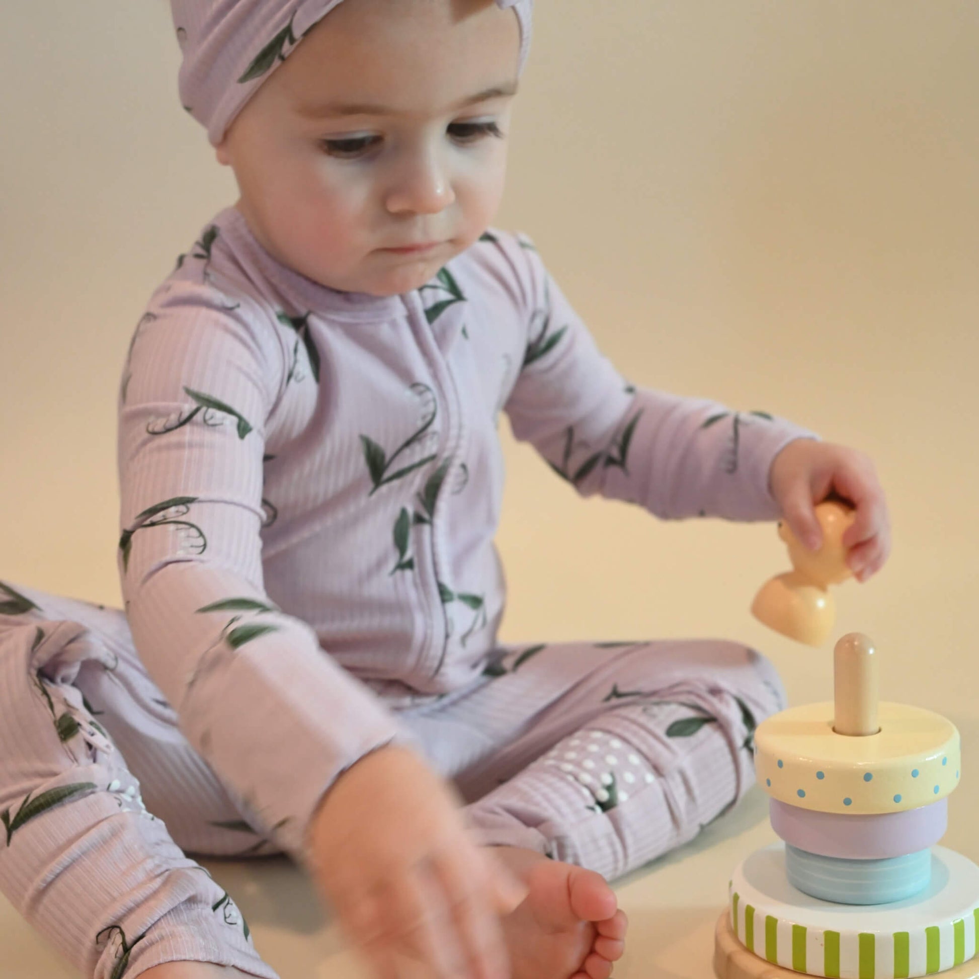 Ribbed Lilies Zip Romper - Little Venture Co.
