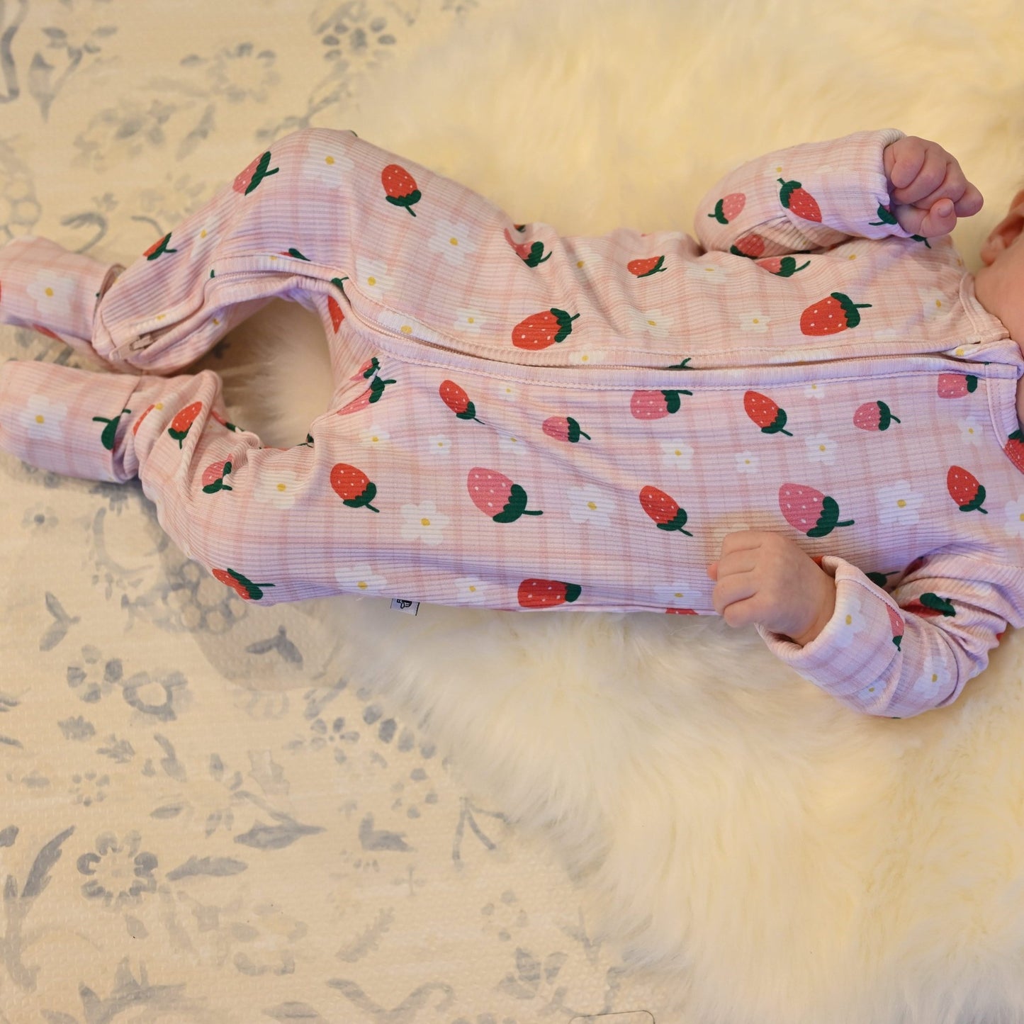 Strawberries Zip Romper - Little Venture Co.